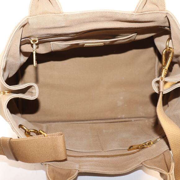Prada Bijou Rhinestone Canapa Tote Tobacco Studded Canvas w/ Strap + Dust Bag - Picture 10 of 13